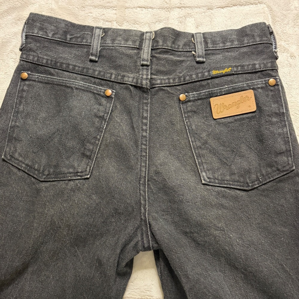 VTG 70s Wrangler Jeans 936BLK (Fits 31x34) Cowboy Cut Black Scovill Zip USA Made - Picture 4 of 10